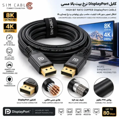 کابل DisplayPort نرخ بیت بالا مسی